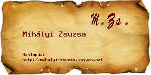 Mihályi Zsuzsa névjegykártya